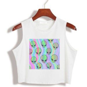 🖤 Rainbow Holographic Alien Crop-Top 🖤